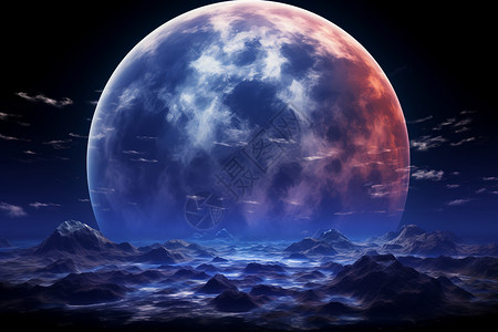 满月之夜夜空中的满月设计图片