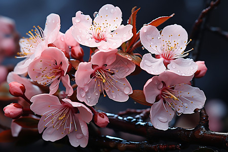 桃花雨春雨打湿的桃花背景