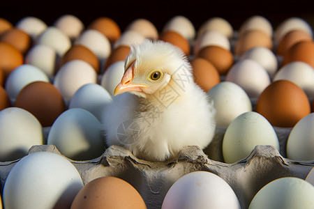 鸡蛋孵化破壳而出的小鸡背景