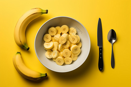 一盘香蕉片背景图片