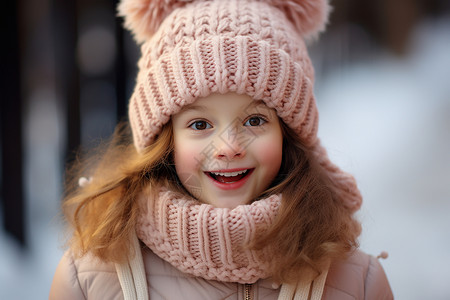 可爱的小女孩戴粉色帽子图片
