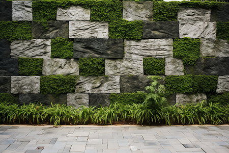 城市绿化带绿色的一面墙背景