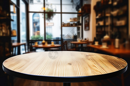 圆形木头餐厅的圆桌背景