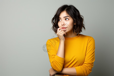 穿黄色卫衣的女子背景图片