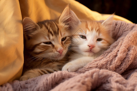小猫躺在毛毯上高清图片