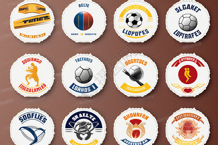 足球徽标缤纷商标展示插画