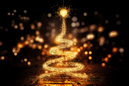 天时光环平安夜灯光下的圣诞树背景
