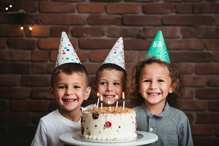 兔年男孩蛋糕庆祝生日的开心小男孩背景