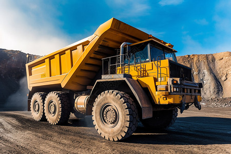 开采矿石装载矿物的大型卡车背景