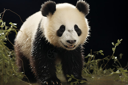 可爱的熊猫在下图片
