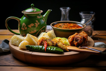 传统餐饮的印尼美食图片