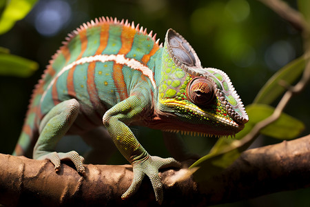 热带丛林中的变色龙动物图片