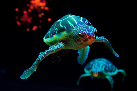 水生生物水族馆中的热带鱼背景