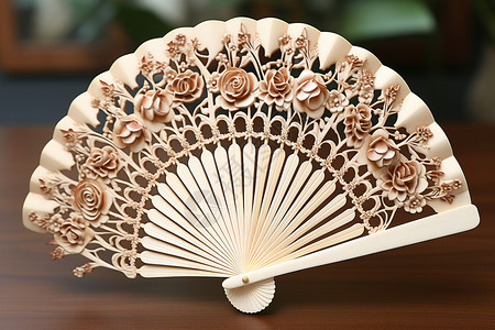 古典艺术的木质扇子背景图片