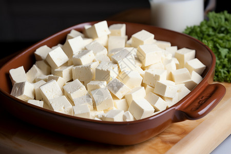 新鲜的豆腐食材背景图片