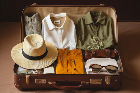 度假出游的行李箱图片