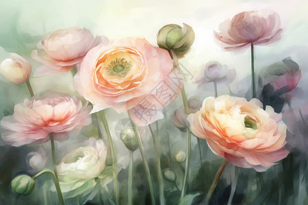 绘画的水彩花卉背景图片