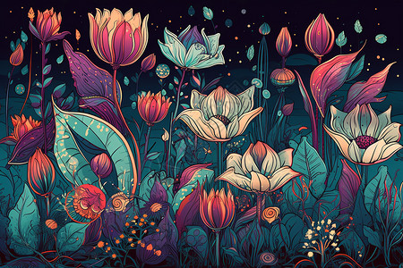 抽象鲜艳的花卉背景图片