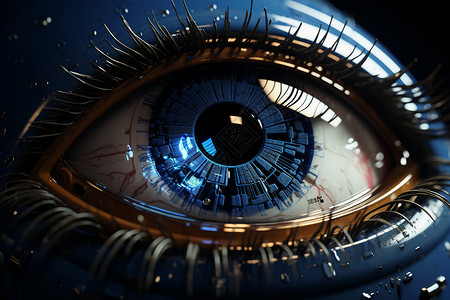 橙色眼睛蓝色的科技眼睛设计图片
