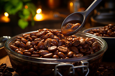 浓香咖啡豆的诱惑背景图片