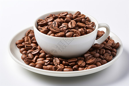 手绘棕色咖啡豆咖啡豆溢出杯子背景