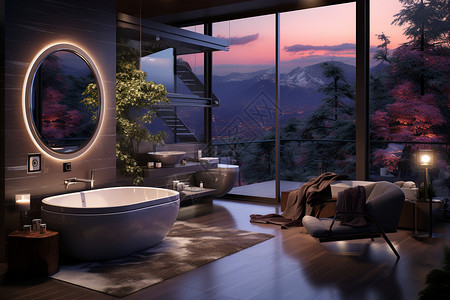 智能浴缸温暖浴室的环境设计图片