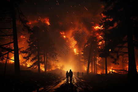 森林中的大火背景图片