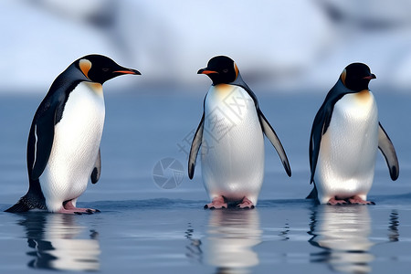三只企鹅可爱的企鹅背景