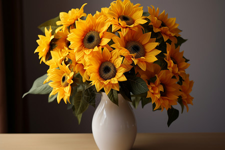 向日葵花朵装饰花瓶里的向日葵花束背景