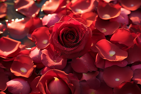 浪漫花瓣和玫瑰图片