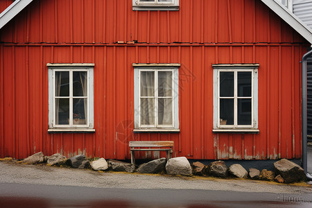 斜坡上的红房子背景图片