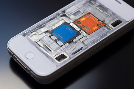 科技产品零件智能手机里的芯片背景