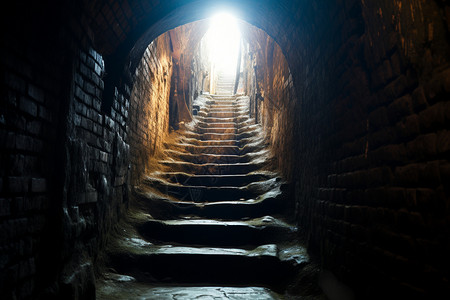 狭窄的隧道狭窄的楼梯高清图片