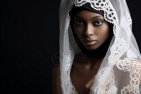 婚纱头巾顶着头纱的女人背景