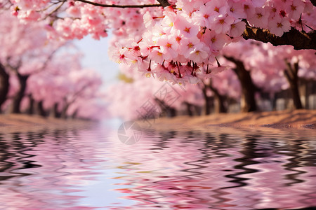 桃形水中的桃树设计图片
