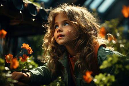 花朵里的女孩背景图片