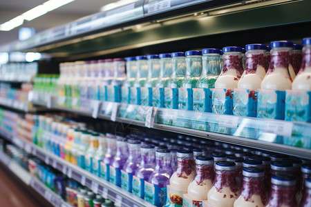 超市冰箱超市货架上的商品背景