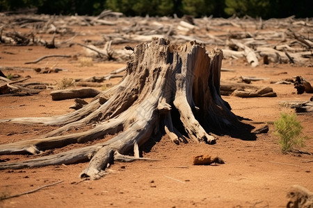 木头桩荒原上的一株树桩背景