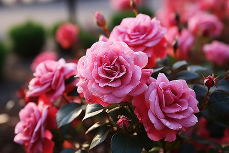 粉色玫瑰丛托着高清图片