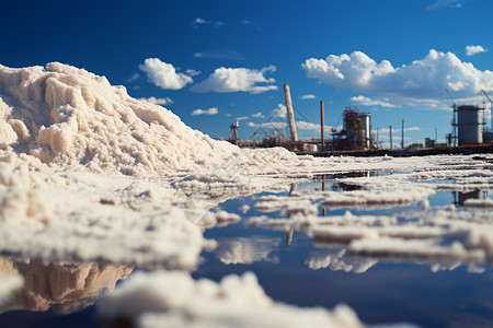 雪厂正在开采的盐矿背景