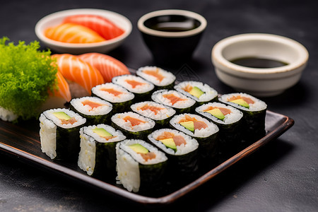 精致美味的日式寿司套餐图片