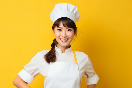 自信微笑的女厨师图片
