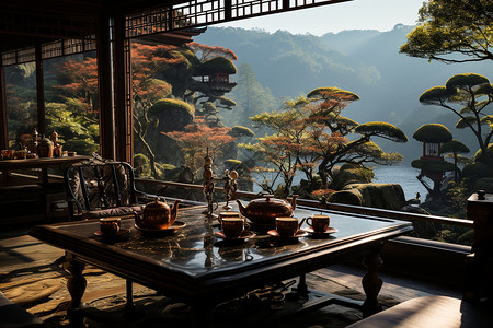 竹林里的茶屋图片