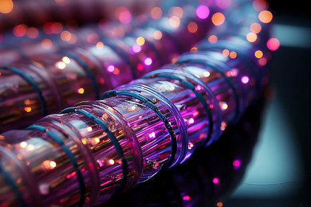 紫色闪耀光芒精细光缆构件背景