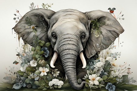 设计的大象插画背景图片