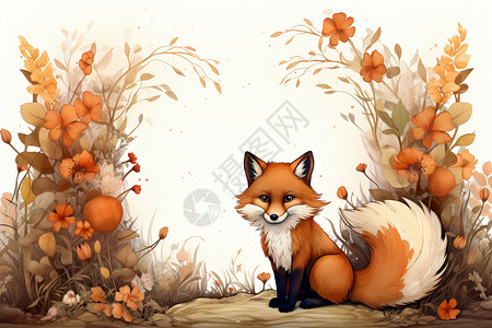 丛林里可爱的狐狸背景图片