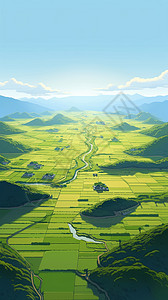 广阔无垠的稻田背景图片