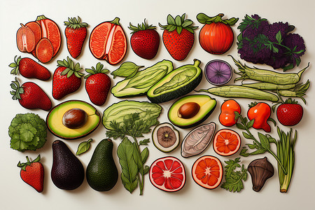 制作的蔬果插图背景图片