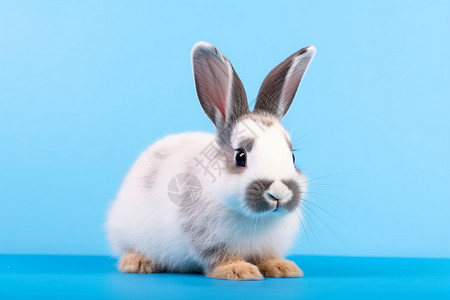 粉裙子灰兔子可爱的灰鼻子兔子背景