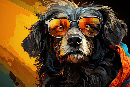 品种狗戴眼镜的狗插画